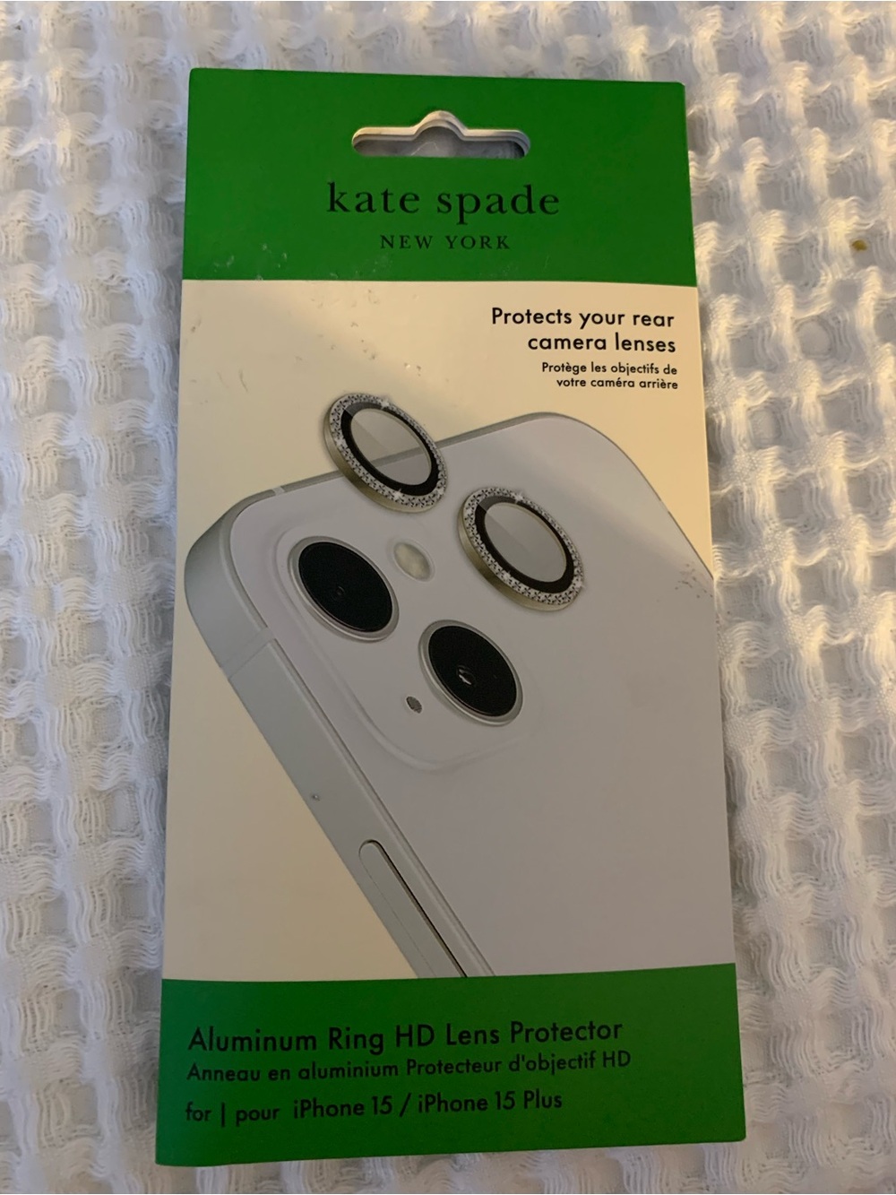 kate spade Aluminum Ring HD Lens Protector iPhone 15/15 plus NWT